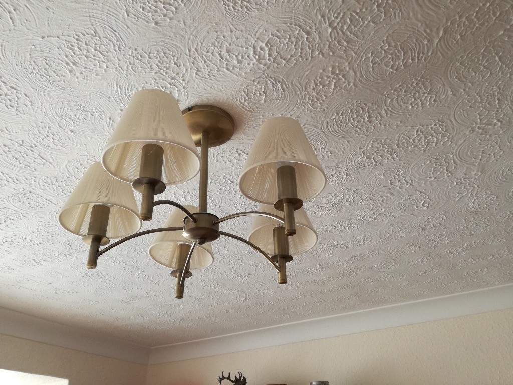 Antique Brass Ceiling Light Fittings x 2 with 2 x matching Wall Lights
