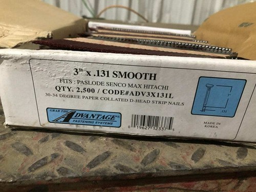 Advantage 3" X .121 Stainless 33° Plastic Collated Ring Shank Nails NIB of 1,000