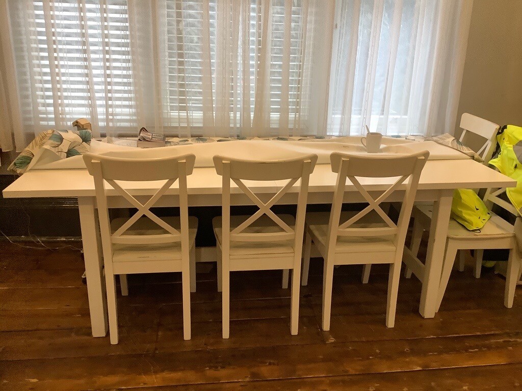 Table large sturdy white Ikea table seats 8 to 10 in Table large sturdy white Ikea table seats 8 to 10 in
