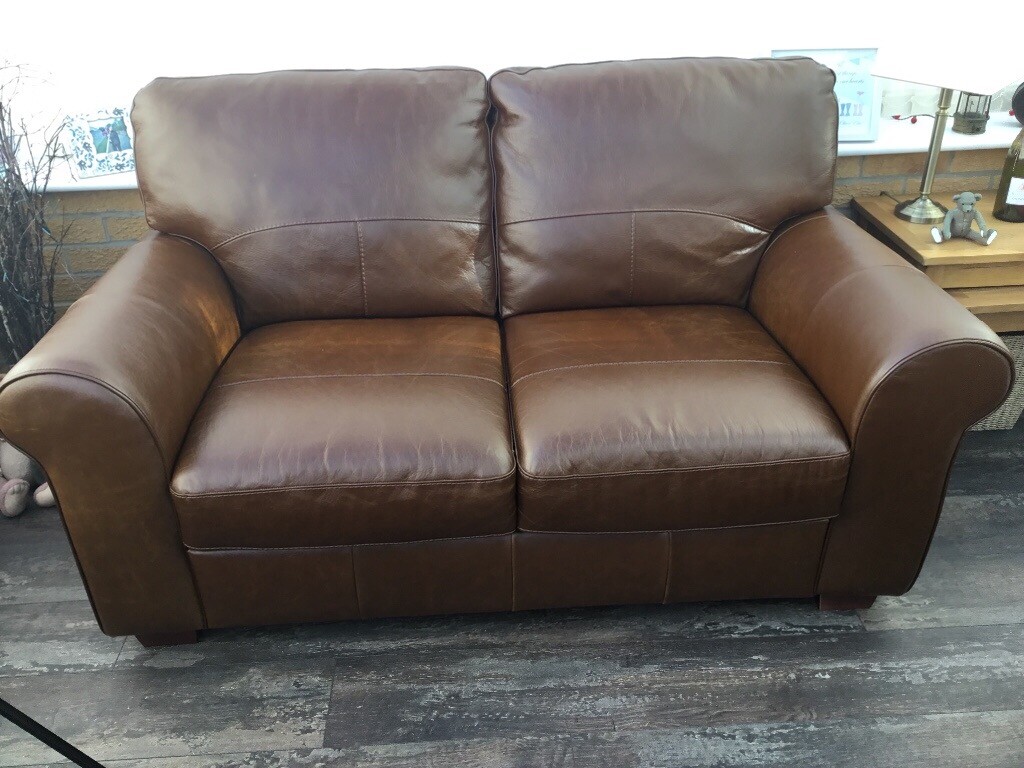 Leather Tan Salisbury two seater sofa in Esh Winning, County Durham