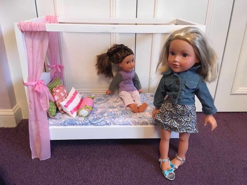 Our Generation Sweet Canopy bed and Designafriend dolls in Chapelhall