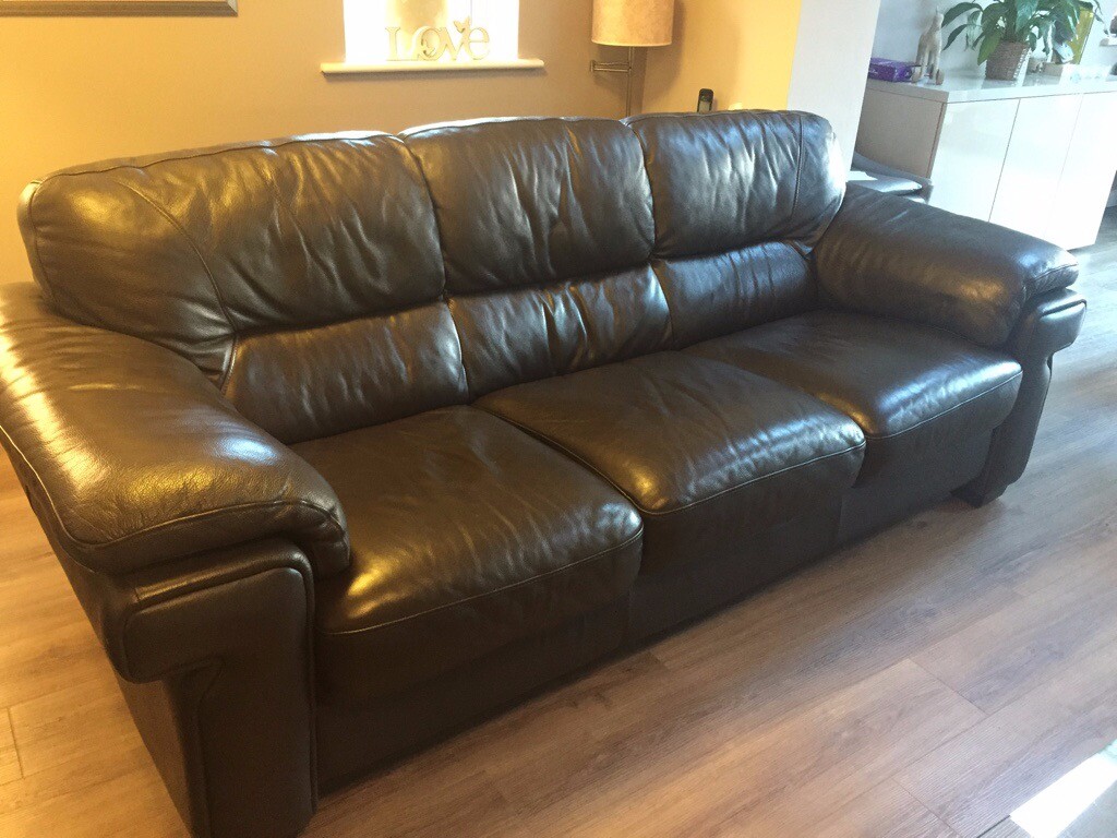 Comfy large dark brown leather sofa. in Liverpool, Merseyside Gumtree