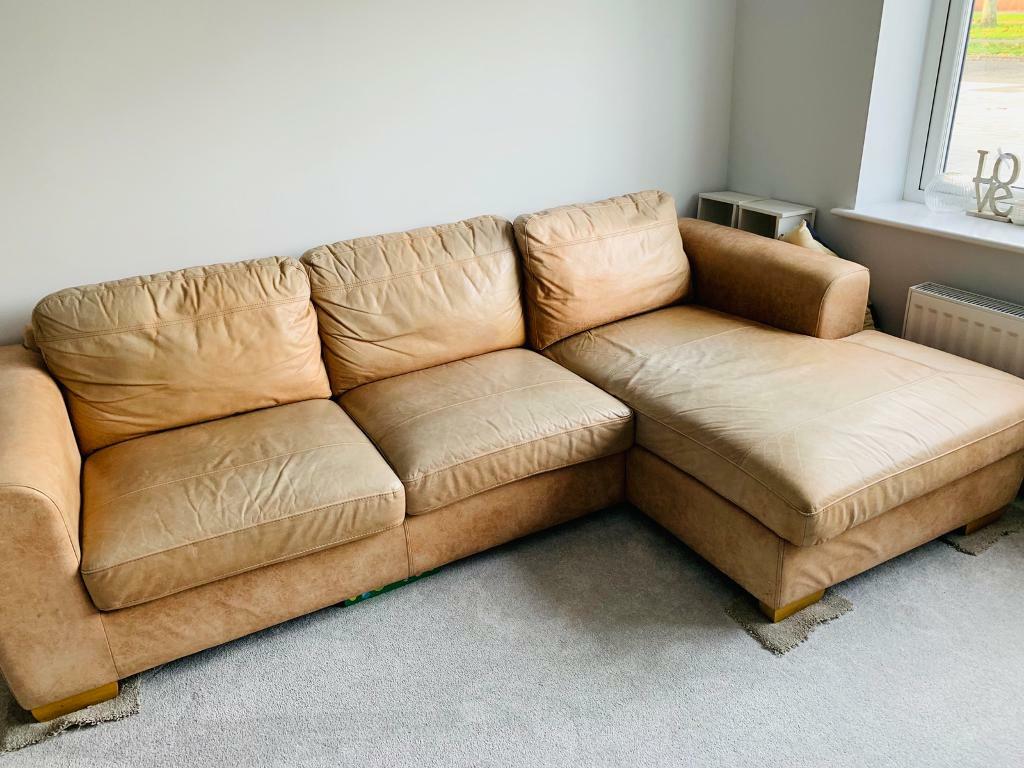 John Lewis Leather Nubuck L Shape Sofa in North Shields, Tyne and