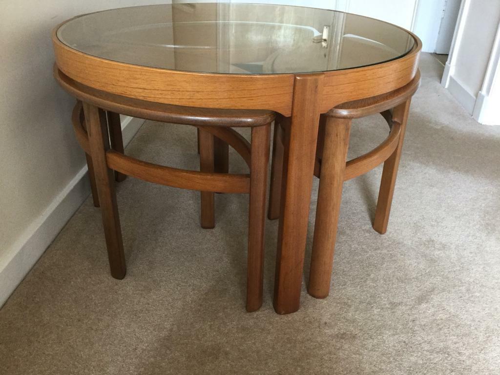 Nathan Teak Glass Topped Circular Table Vintage in Murrayfield