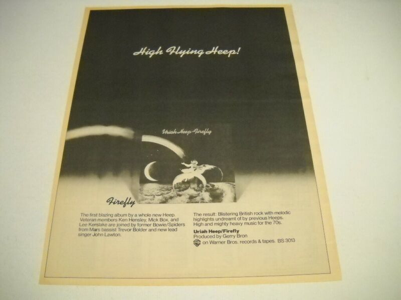 URIAH HEEP is high flying with the blazing FIREFLY original 1977 Promo Poster Ad