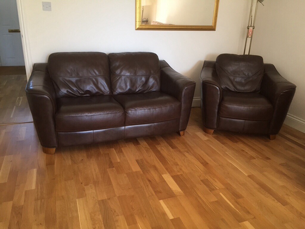 John Lewis leather sofa with matching armchair. | in ...