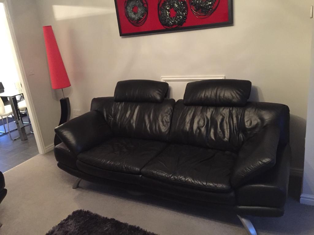 DFS black leather sofa 2 in Hartlepool, County Durham Gumtree