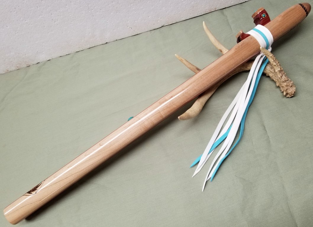 Paul Neal CEDAR & MAPLE Native American Style Flute Key BASS C 432hz  #406