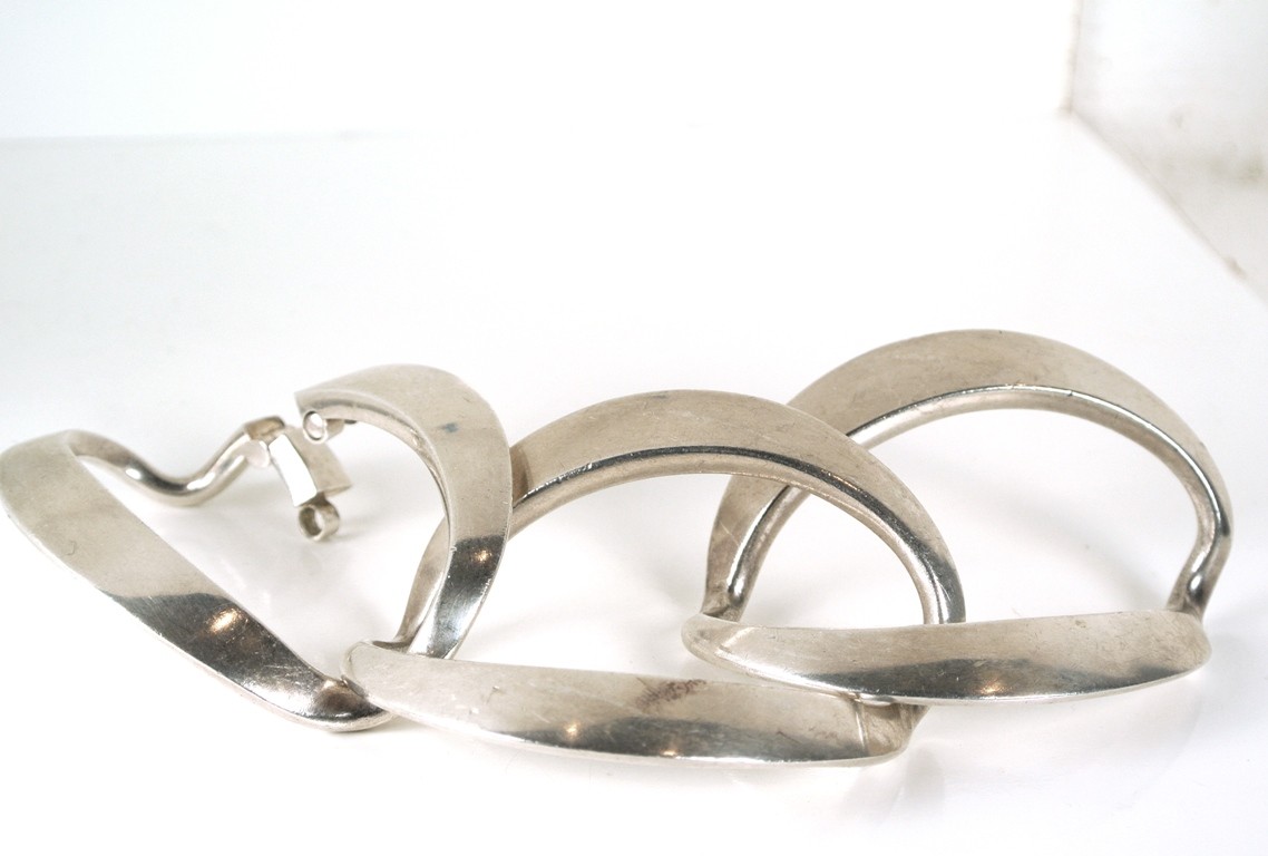 RARE Hans Hansen Danish mid century sterling link bracelet *112 Gms *Gift Box