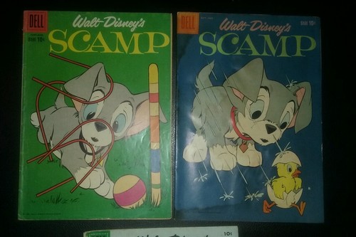 Walt disney's scamp lot 10 15 four color 777 golden age cartoon 3 issue run set