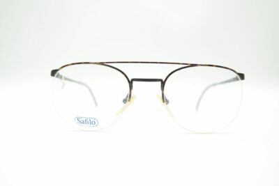 Vintage Safilo 7721 Brown Black Half-Frame Glasses Eyeglass Frame NOS