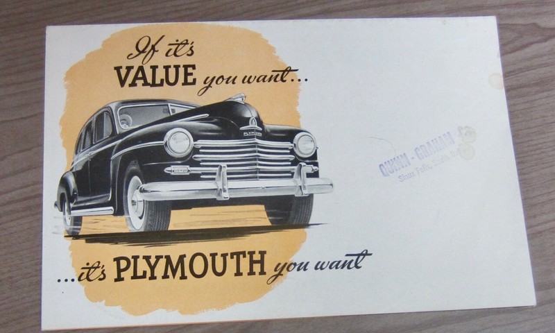 Plymouth Car Brochure Sioux Falls South Dakota Dealer Ebay