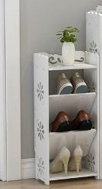 Mobile Scarpiera 80x30cm 3 Ripiani Porta Scarpe In Legno Bianco 15339 bal