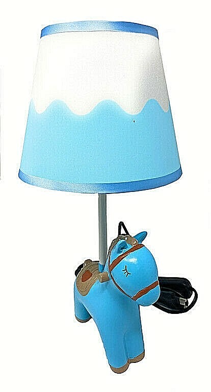 Lampada Lume Luce Comò Scrivania Cameretta Bambino Asinello Celeste D09-BU uni