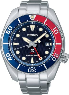 Pre-owned Seiko Prospex Sbpk005 Diver Scuba Solar Gmt Men's Watch Stainless Steel Band