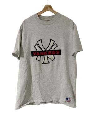 トップス everyone original logo XL xl ennoy Vintage 90s New York Yankees Center Logo Embroidered Gray T