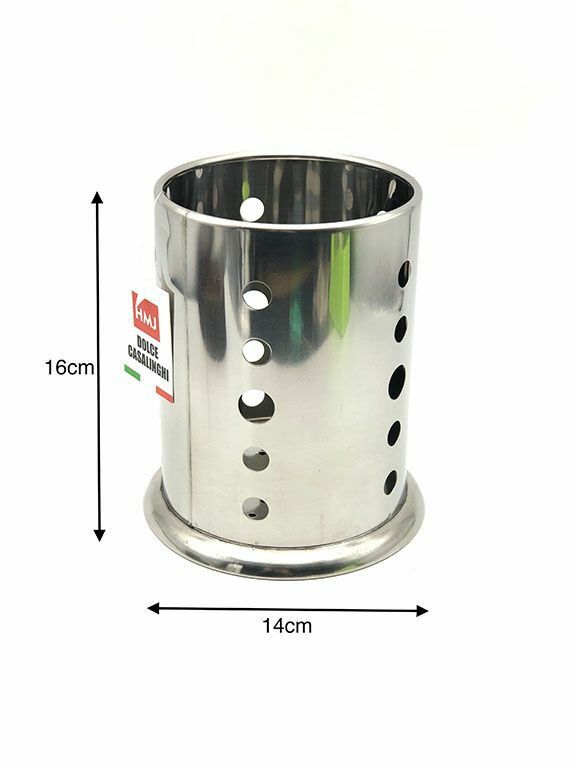 Contenitore Cilindrico Porta Posate Scola Acciaio Inox PortaPosate Cucina hmj