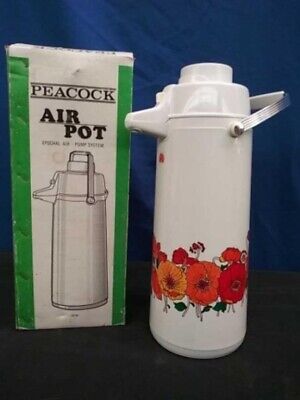 Vintage Air Pot Peacock Vacuum Jug/ Bottle Thermos Carafe Coffee Drinks-NIB