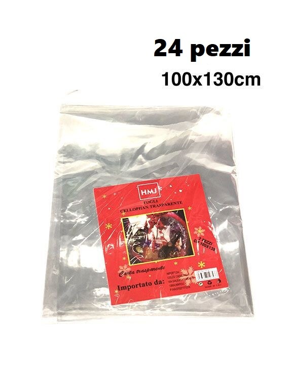 Set 24 Buste Cellophane 100x130cm Imballaggio Carta Regali hmj