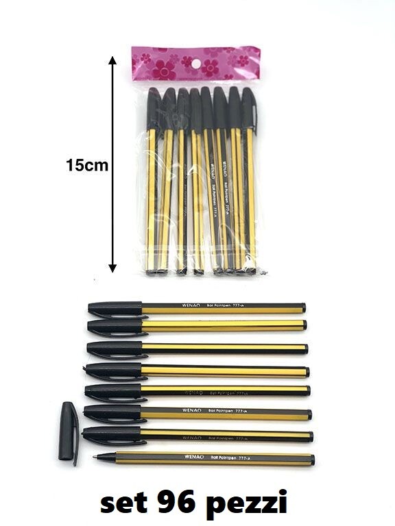 Set 96 Pezzi Penne Colore Nero Scuola Ufficio hmj