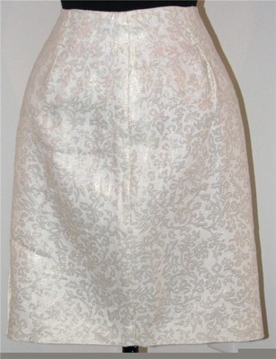 Ella Rose Skirt Lined Gold White Size 10 Linen Lined Zip back  NEW TAG