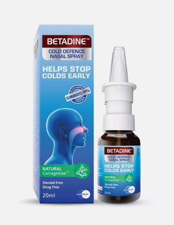 2 X BETADINE Adult Cold Defence Nasal Spray 20ml Helps Stop Colds Early