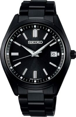 Pre-owned Seiko Selection Sbtm325 Total Black Solar Atomic Radio Men Watch Made In Japan