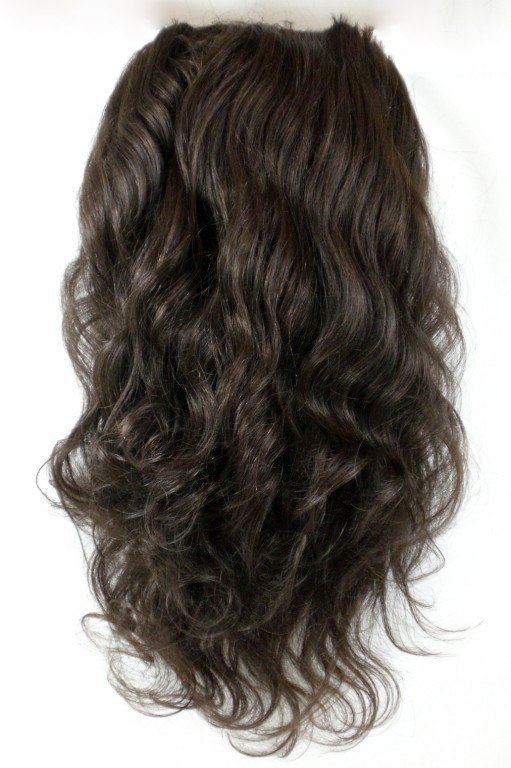 Wavy 20" Long 100% Human Hair 3/4 Reversible Fall w/ Dome ...