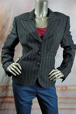 $4695 New GIORGIO ARMANI Gray Cashmere Green Stripe Split Lapel Jacket 12 46
