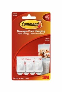 COMMAND 17067 Small Self Adhesive Wire Hooks With Extra Strips Holds up to 225g