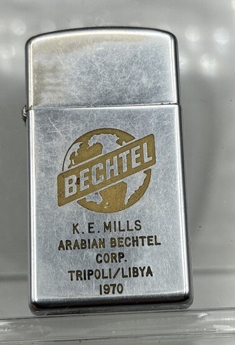 Vintage 1969 Zippo Lighter Bechtel Corp. Tripoli/Libya 1970