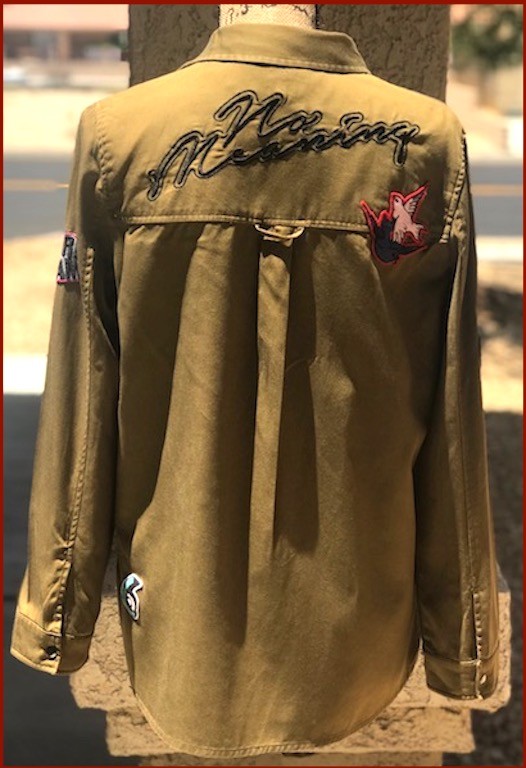 ZARA TRF OUTER-WEAR ARMY GREEN TOP or JACKET wPATCHES & EMBROIDERY Sz S BNWT