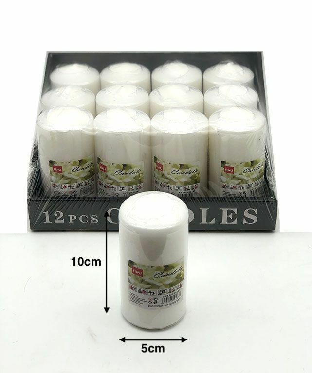 Set 12 Pezzi Candele Cera Profumate Fragranza Gelsomino Bianche 5x10cm hmj