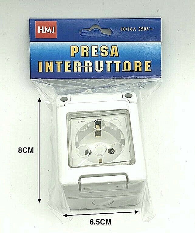 Presa Scatola Box a Parete da Esterno Impermeabile Stagna IP55 Schuko 10-16A Hmj
