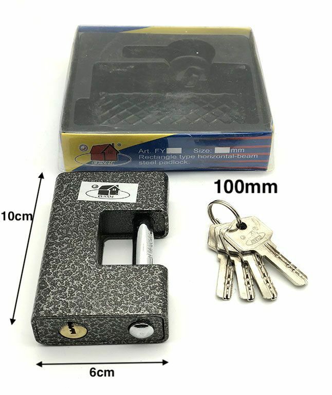 Lucchetto Antiscasso Catenaccio 100mm Corazzato Blindato 4 Chiavi Serranda hmj