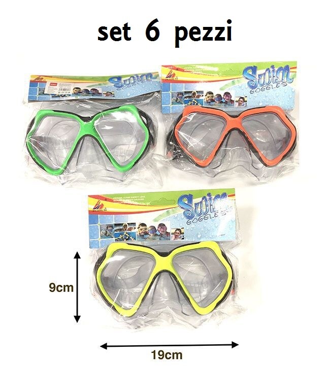 Set 6 Pezzi Maschera Mascherina Mare Nuoto Piscina Estate Bambini hmj
