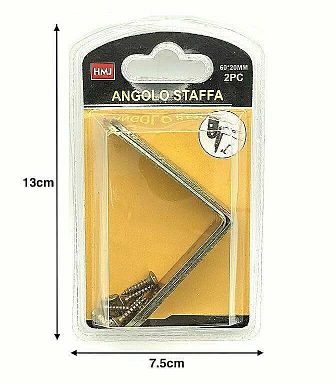 Staffe angolari Triangolo Metallo 60x20 mm per mensole Legno Ferro Alluminio Hmj