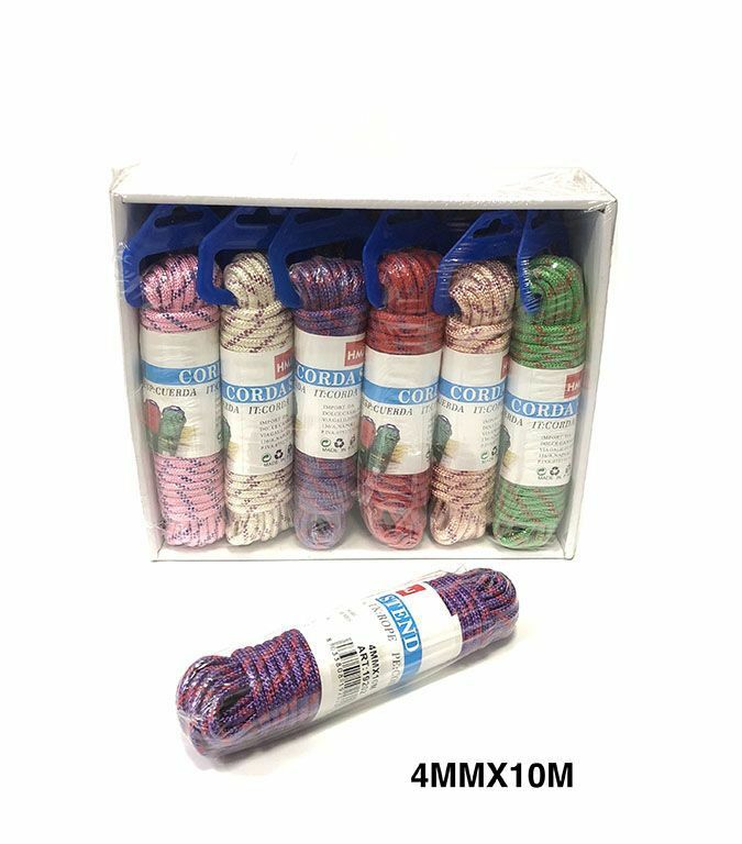 Set 12 Pezzi Corda Fune Nylon Multiuso Intrecciata Lunghezza 10m Diam 4mm hmj