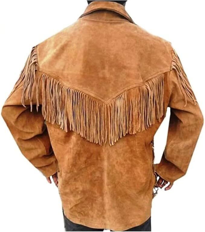 Pre-owned Sigma Mens Leather Buckskin Suit Including Shirt And Trouser Mountain Man Reenactment In Brown