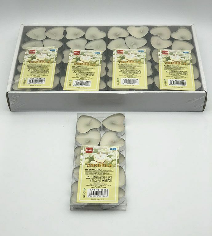 Set 120 Pezzi Candele Bianche Forma Di Cuore Tealight Lumini hmj