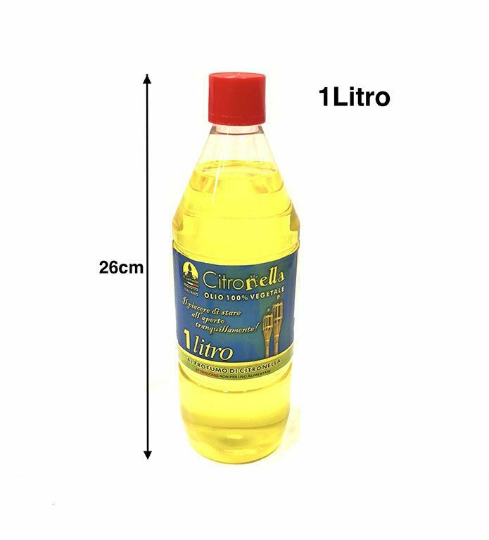 Olio Alla Citronella Per Torce E Lampade Bottiglia 1Lt Fiaccole Zanzare hmj