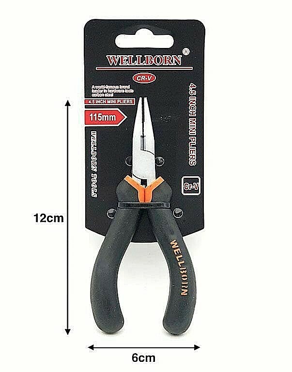 Mini Pinza Universale con Punta Dritta 115 mm Ergonomica Fabbro Elettricista Hmj