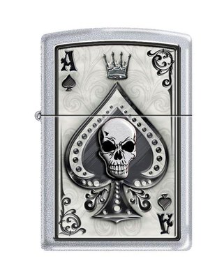 Zippo 4858, Ace of Spades-Skull, Satin Chrome Finish Lighter