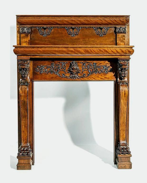 A Magnificent Antique Carved Fireplace Mantel