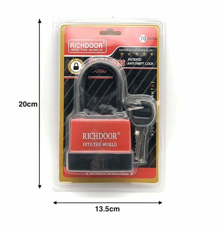 Lucchetto Ad Arco Alto In Acciaio Sicurezza Catenaccio Antifurto Chiavi 70mm hmj