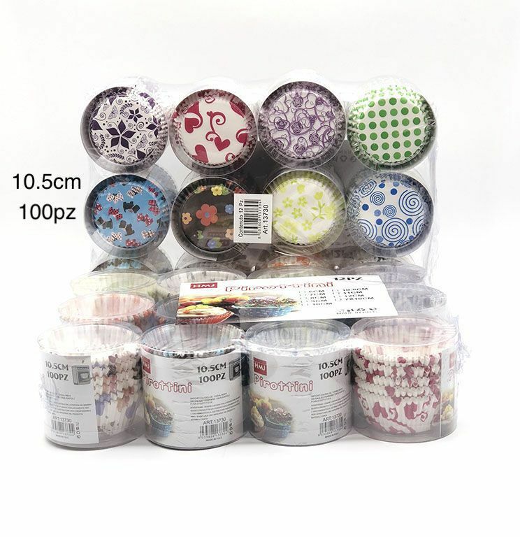 Set 1200 Pz Pirottini di Carta Dolci Cupcakes Muffin Biscotti Fantasy 10.5cm hmj