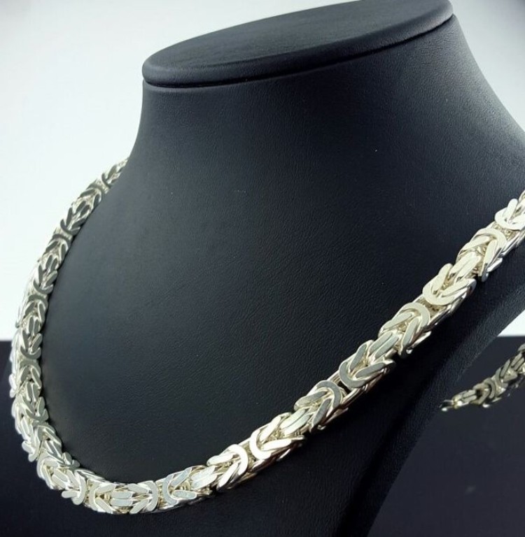 Pre-owned Handmade Byzantine Box King Chain Necklace Mens Silver Rope 925 Sterling 6.5mm 20" 118gr