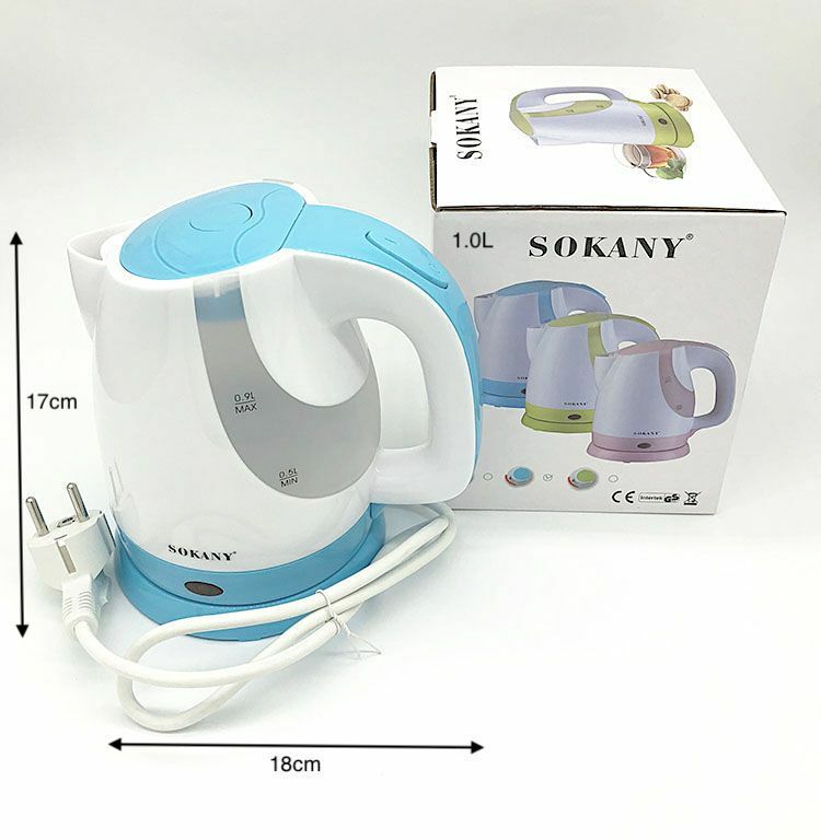 Bollitore Elettrico Capacità 1 LT Sokany Acciaio Acqua Ufficio Viaggi Colore hmj