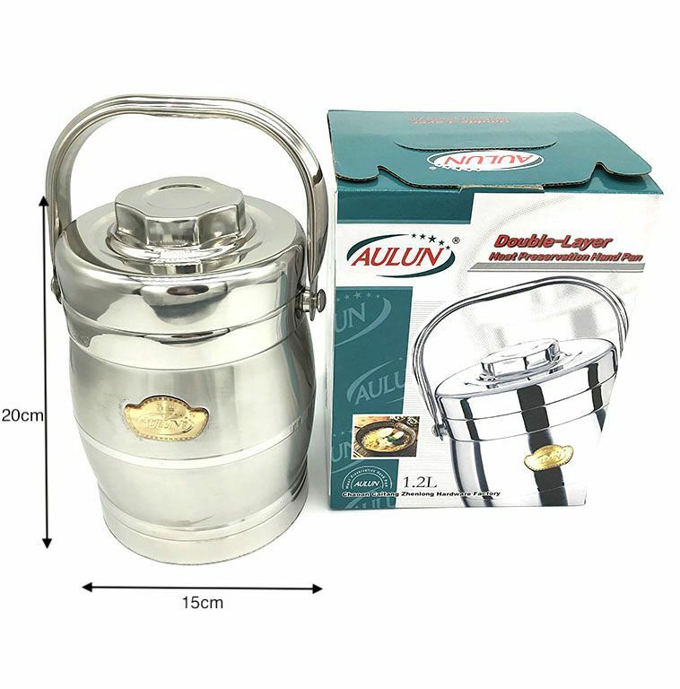 Thermos Portavivande In Acciaio 2 Scomparti 1.2Lt Cibo Alimenti Pranzo hmj