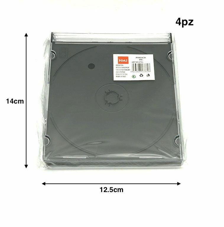 Set 4 Pezzi Custodia Rigida Per Cd Dvd hmj